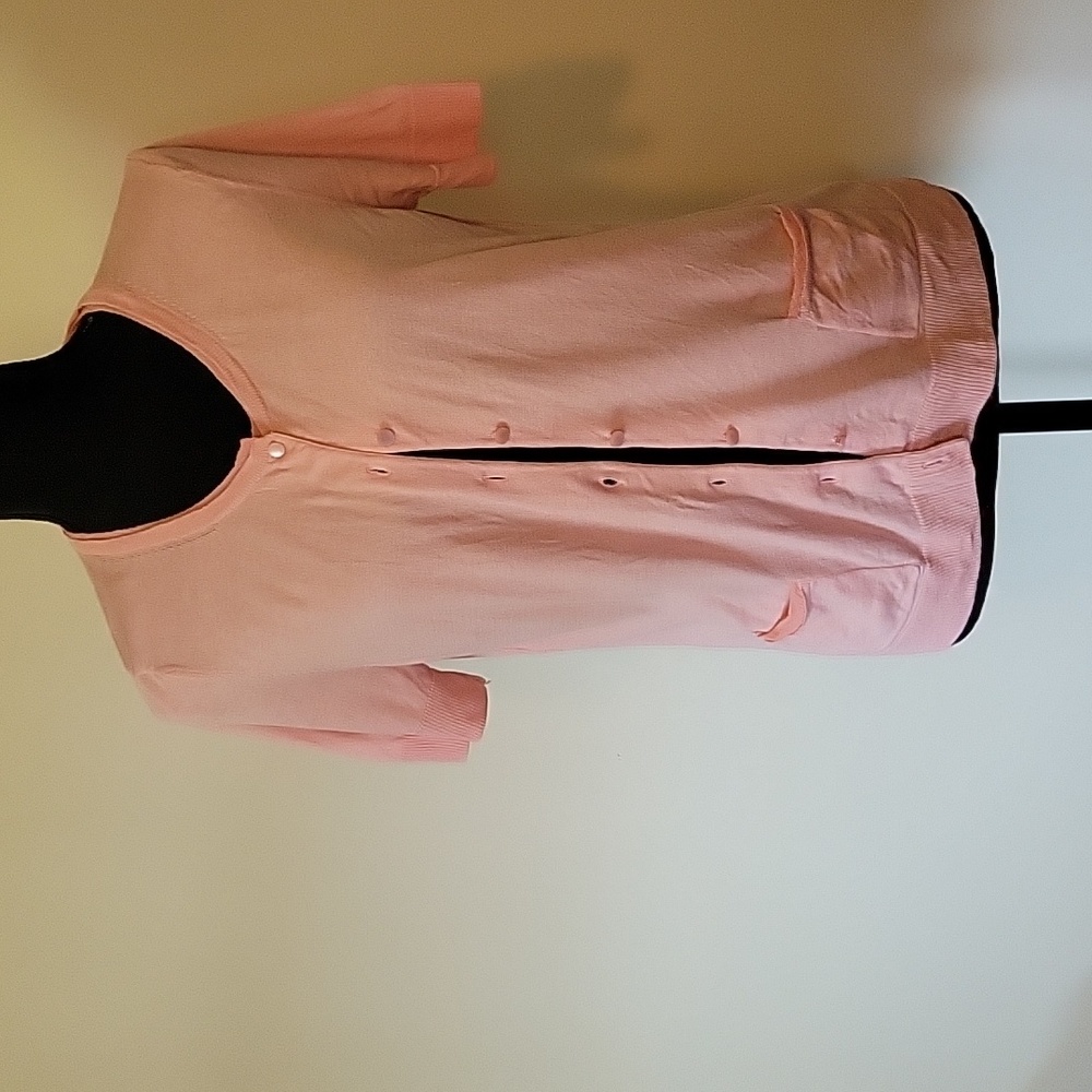 Talbots medium short sleeve cardigan 55% silk and 45% cotton